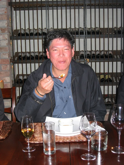 Greg enjoying dinner